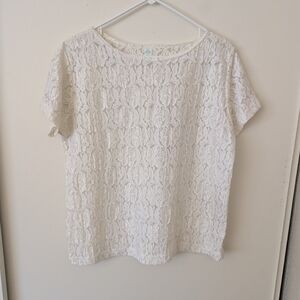 Womens 2X White Lace Top Cottage Fairycore Balletcore Shabbychic Romantic Whimsy